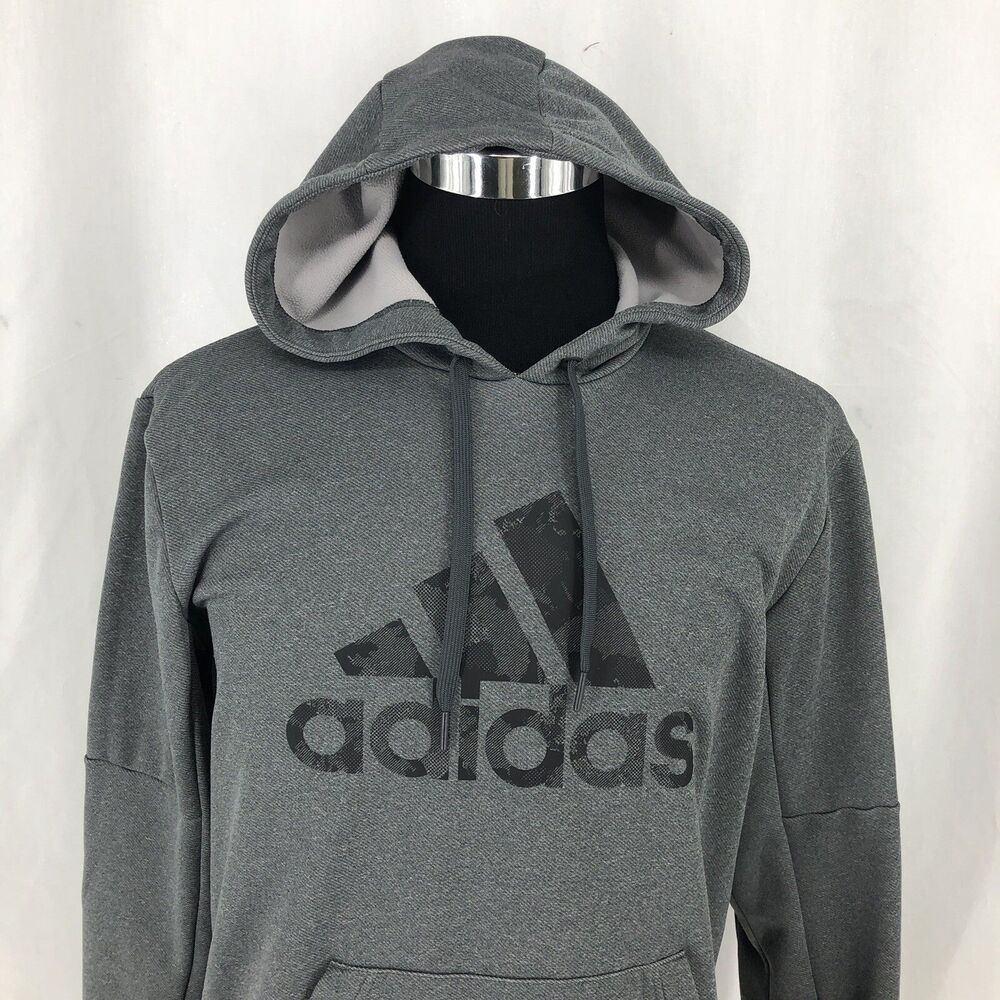 Adidas Essentials Gray Hoodie Fleece Sweatshirt Camo Print GL7031 Medium